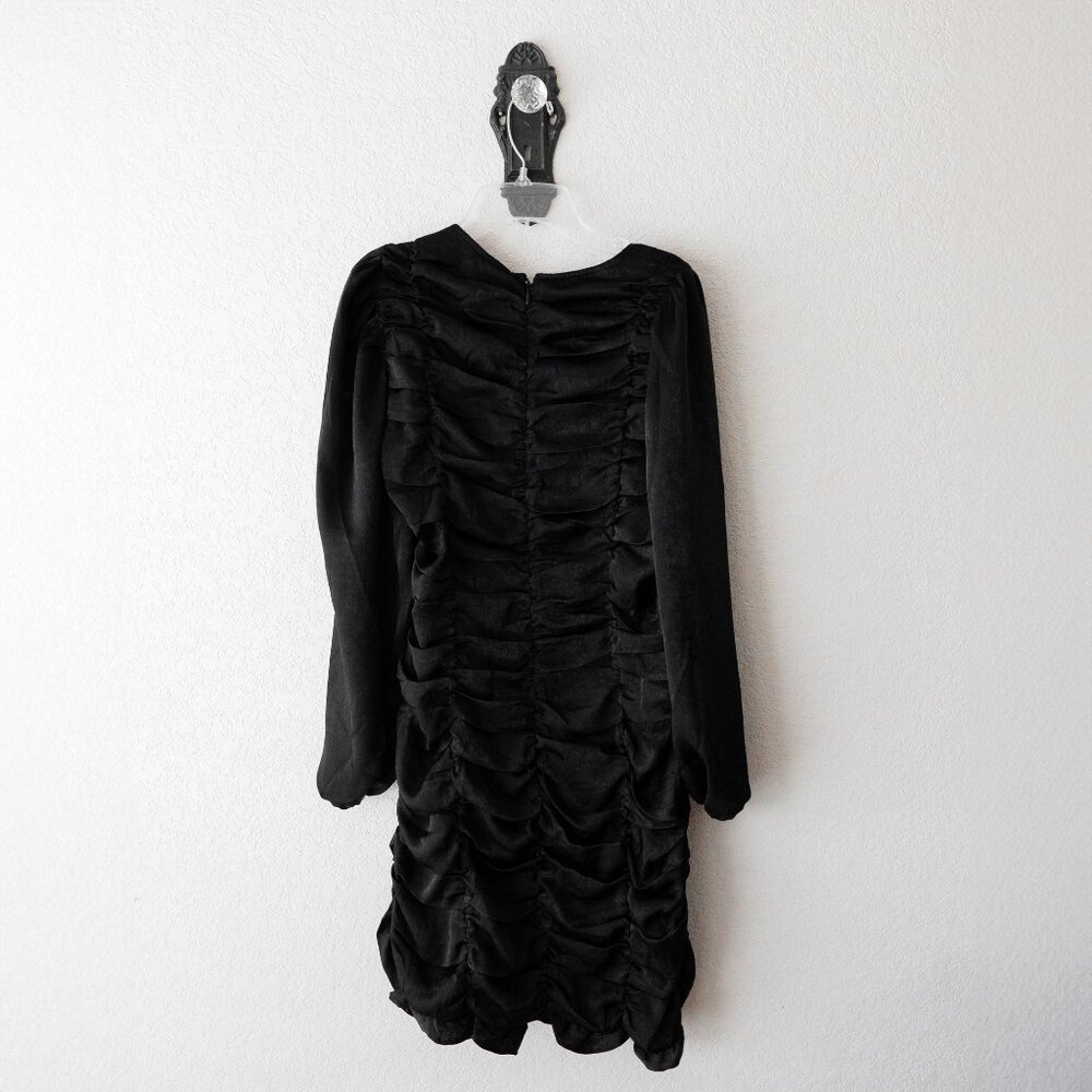 NWT H&M Dress Size Large Black Long Sleeve Gathered Party Cocktail Whimsigoth - Picture 6 of 8